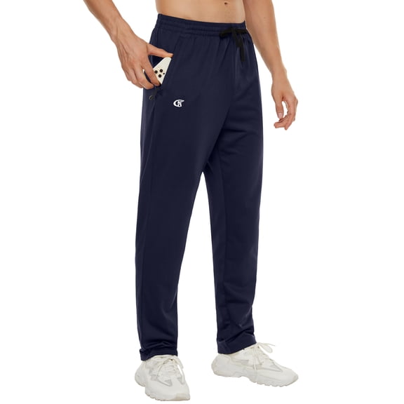 Men's Running Pants Lightweight Joggers Athletic Pants with Zipper Pockets Navy M