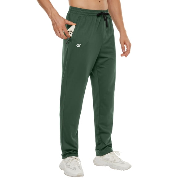 Men's Running Pants Lightweight Joggers Athletic Pants with Zipper Pockets army green S