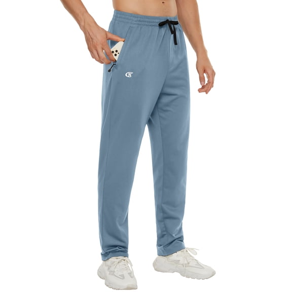 Men's Running Pants Lightweight Joggers Athletic Pants with Zipper Pockets grey blue S