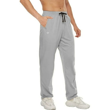 YuKaiChen Men's Running Pants Lightweight Joggers Athletic Pants with Zipper Pockets light grey L