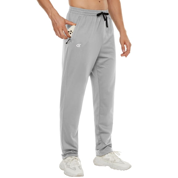 Men's Running Pants Lightweight Joggers Athletic Pants with Zipper Pockets light grey XL