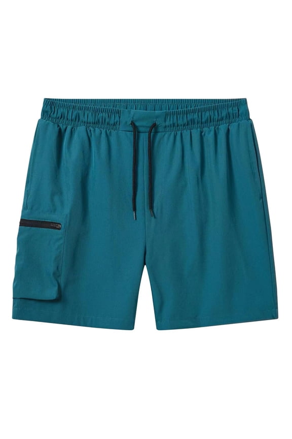 Men's Swim Shorts Quick Dry Beach Shorts with Zip Pockets and Mesh Lining Dark green 36
