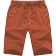 thumbnail image 1 of Tyhengta Mens Shorts Casual Comfortable Workout Shorts Drawstring Zipper Pockets Elastic Waist Caramel 30, 1 of 8