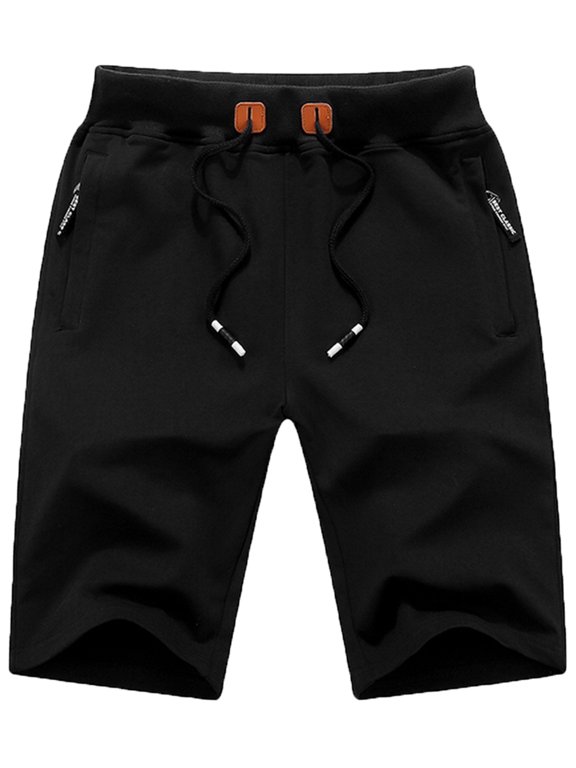 Mens Shorts Casual Drawstring Zipper Pockets Elastic Waist