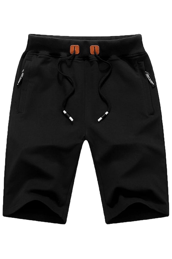 Mens Shorts Casual Drawstring Zipper Pockets Elastic Waist