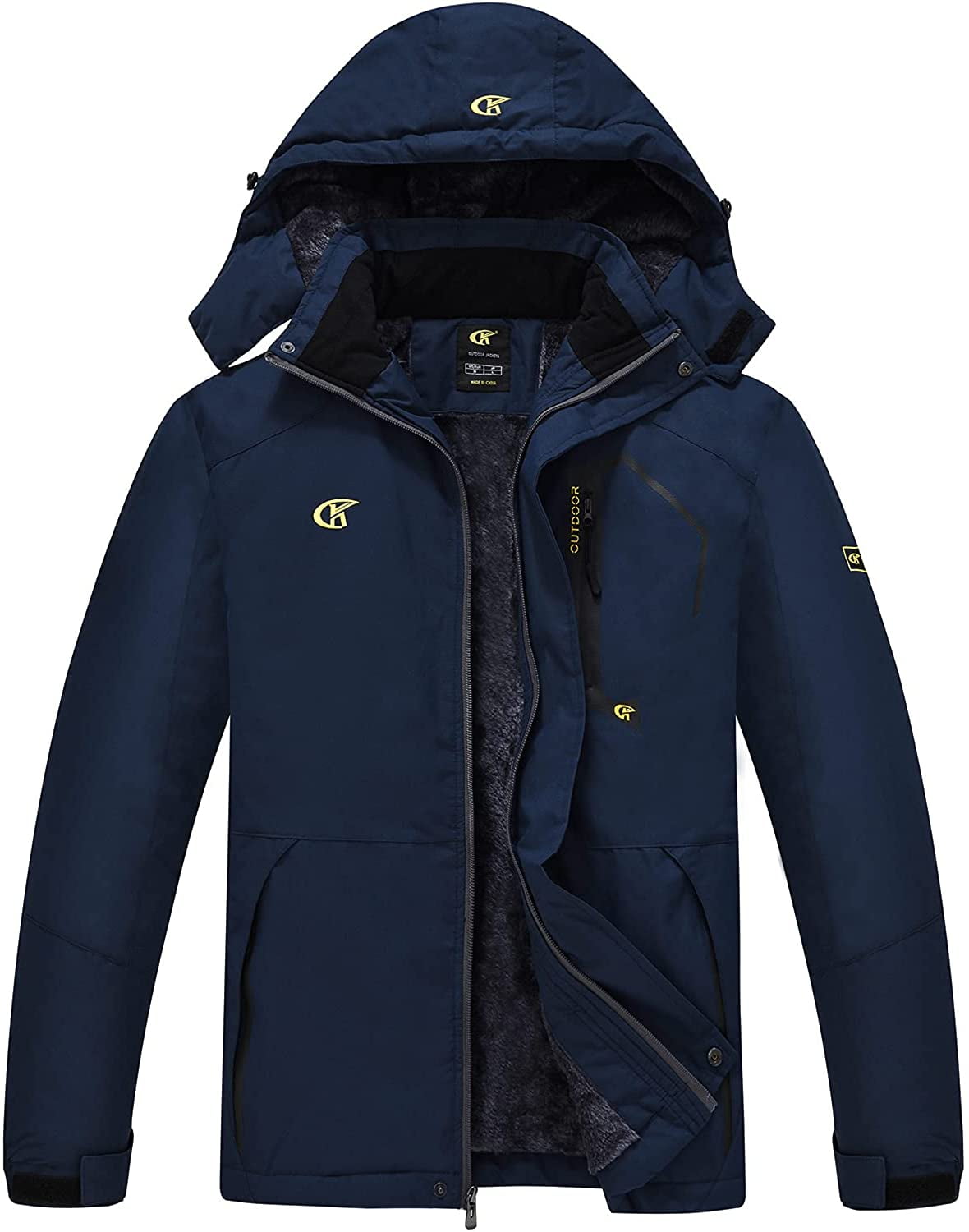 Tyhengta Men s Waterproof Ski Jacket Warm Winter Snow Coat Mountain Windbreaker Hooded Raincoat Navy Blue S Walmart