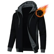 NEIKU Mens Zipper Hoodie Casual Hooded Sweatshirt Fleece Jacket Black-2XL