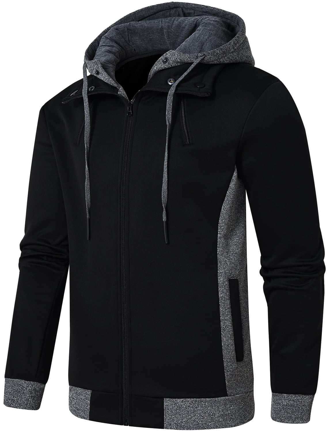 Blend He Men's Zip Up Hoodie - Long Sleeve Fleece Hooded Sweatshirt | 60% Cotton 40% Polyester | Regular Fit - View #8