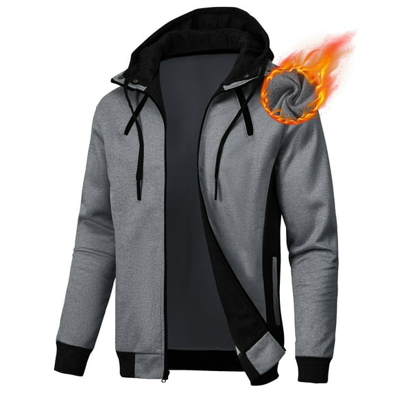 Neiku Mens Zipper Hoodie Casual Hooded Sweatshirt Fleece Jacket Darkgrey-XL