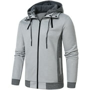 YuKaiChen Mens Zipper Hoodie Casual Hooded Sweatshirt Fleece Jacket Lightgrey-M
