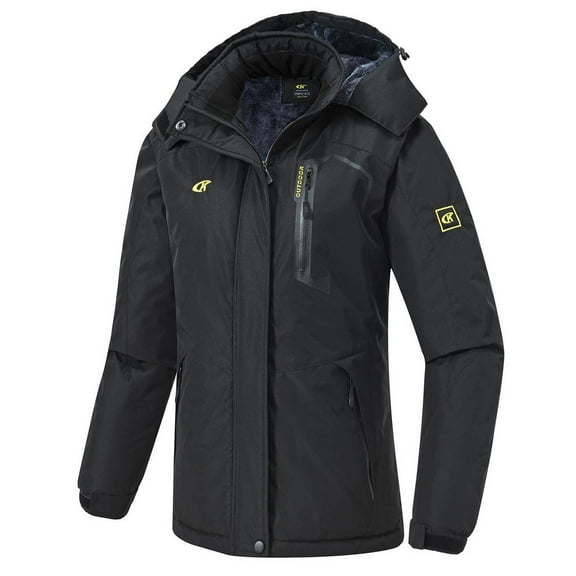 NEIKU Women's Skiing Snowboarding Jackets Fleece Hood Mountain Snow Coat Black XL