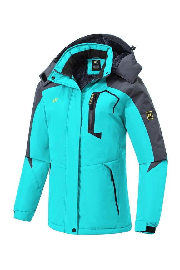 Women's Skiing Snowboarding Jackets Fleece Hood Mountain Snow Coat Blue S