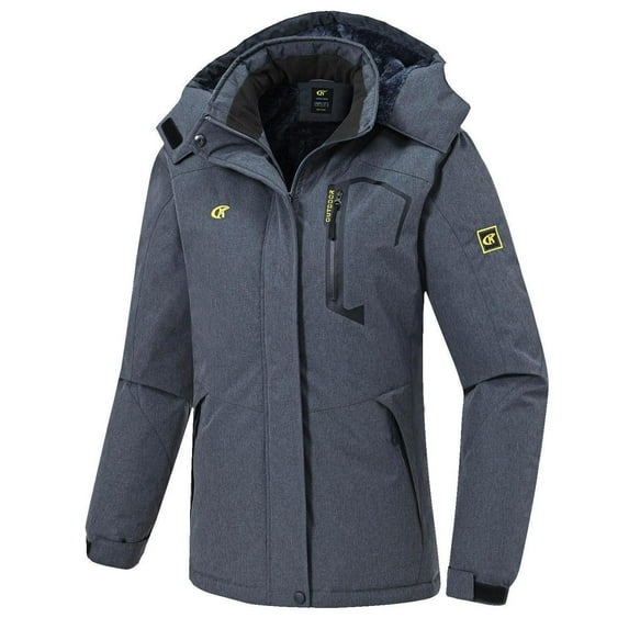 NEIKU Women's Skiing Snowboarding Jackets Fleece Hood Mountain Snow Coat Dargray M