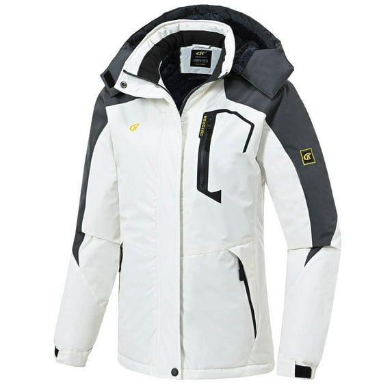 YuKaiChen Women's Skiing Snowboarding Jackets Fleece Hood Mountain Snow Coat White L