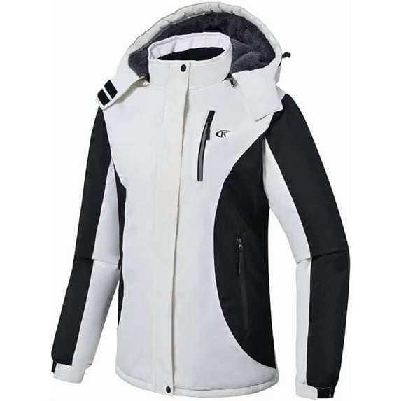 NEIKU Women's Skiing Snowboarding Jackets Fleece Hood Mountain Snow Coat White M