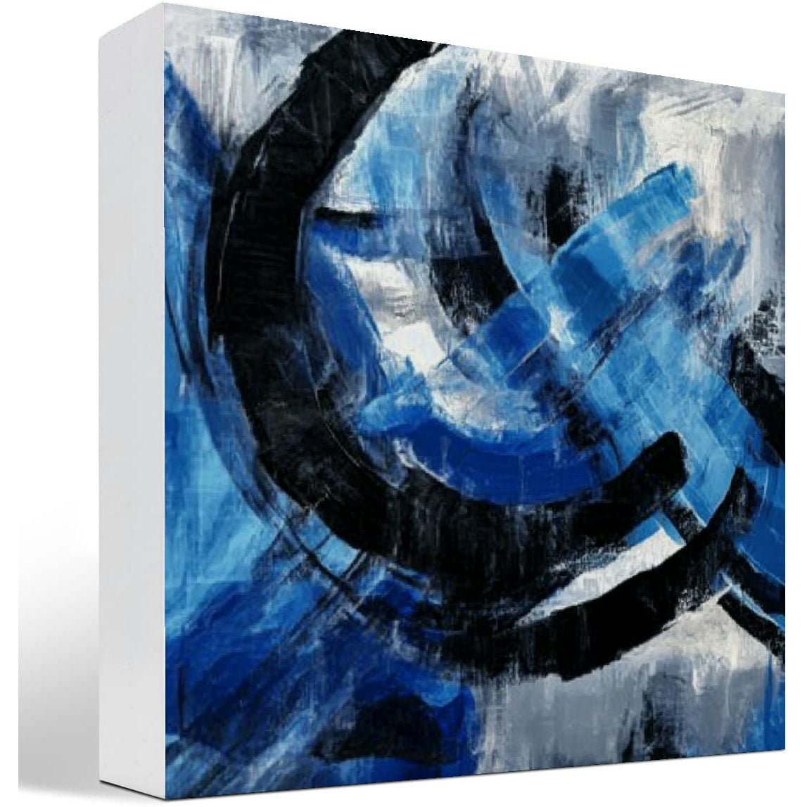 YuM Large Abstract Wall Art Wall Art in Blue and Black Tones, Framed