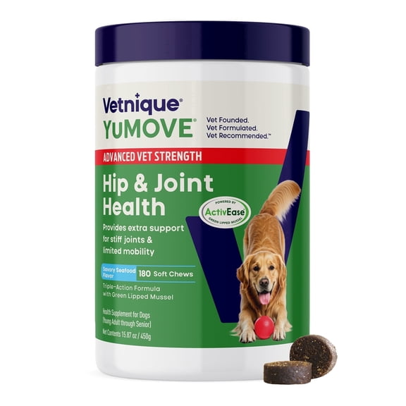 Vetnique YuMOVE Vet Strength Hip & Joint Supplement for Dogs with Glucosamine, Seafood Flavor, 180 ct Soft Chews