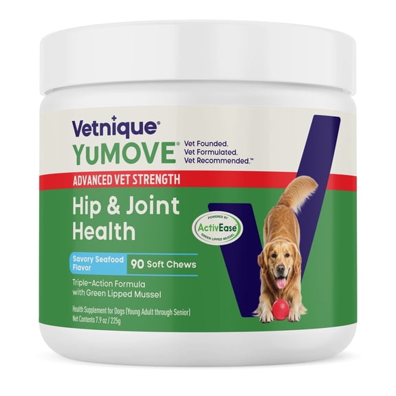Vetnique YuMOVE Vet Strength Hip & Joint Supplement for Dogs with Glucosamine, Seafood Flavor, 90ct Soft Chews