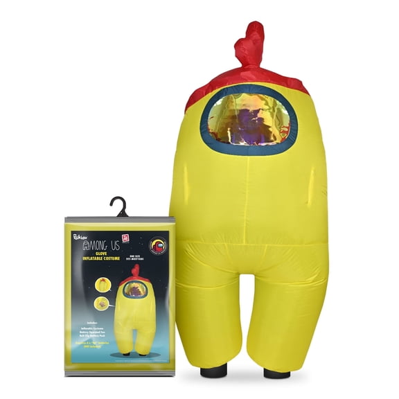 YuMe Among Us Inflatable Crewmate Cosplay Halloween Costume for Kids, Yellow with Clove
