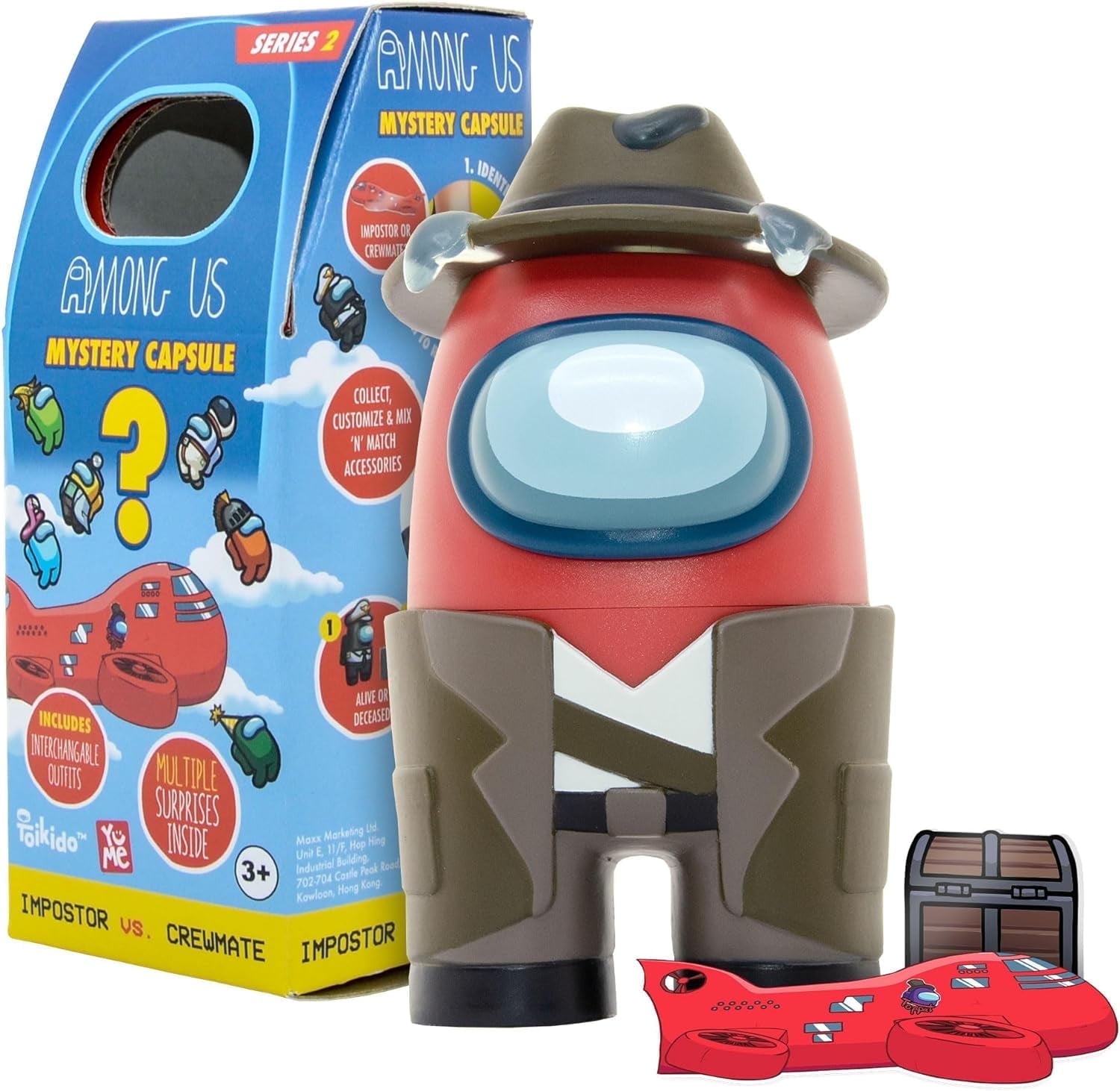 YuMe Among Us Mystery Capsules Collectible Kids Crewmate Action Figure, Multicolor, 2 Pack