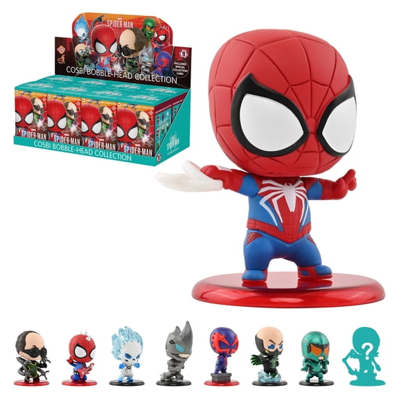 YuMe Marvel's Spider-Man Cosbi Bobble-Head Collection Blind Box, Pack of 8, No Duplicates, Collectible Figures