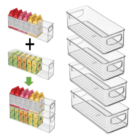 YuPan Clear Plastic Storage Bins with Handles, Organizer for Cabinet, Closet, Pantry, Office, 4-Pack