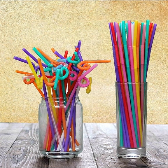 YuXinYang Colorful Flexible Drinking Straws, Bendy Disposable Drinking StrawsExtra Long 1000 Pack