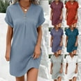thumbnail image 1 of YuXingFu 100% Cotton Dress Maxi V-Neck Plus Size Womens Dress Sleeveless Vacation Dresses for Women Casual Summer Gray XL, 1 of 6
