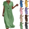 thumbnail image 1 of YuXingFu 100% Cotton Dress Women Maxi Crew Neck Plus Size Womens Dress Short Sleeve Flowy Long Casual Summer Pink S, 1 of 7