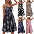 thumbnail image 1 of YuXingFu Boho Dresses for Women Mid-Length V-Neck Plus Size Womens Dress Sleeveless Solid Color Slim Fit Casual Summer Navy XL, 1 of 8