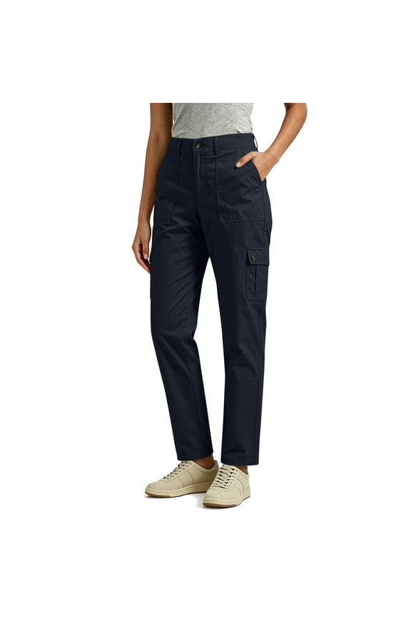 Capri Pants for Women Jeans Women's Solid Color Multi-Pocket Logger Pants with Button Zip Fly and Straight Leg Casual Trousers Navy L