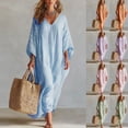 thumbnail image 1 of YuXingFu Casual Summer Dresses for Women Maxi Crew Neck Plus Size Womens Dress Long Sleeve Solid Color Long Casual Summer Green S, 1 of 9