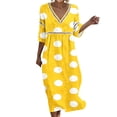 thumbnail image 1 of YuXingFu Church Dress Maxi V-Neck Plus Size Womens Dress 3/4 Sleeve Flowy Long Casual Summer Yellow S, 1 of 6