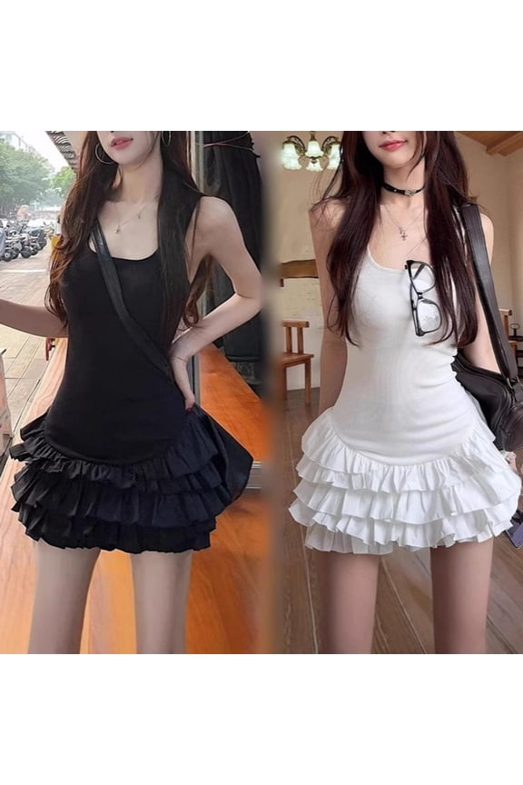 Cotton Dresses for Women Casual Sleeveless Crew Neck Mini Solid Color Slim Fit A-Line Elegant and Cocktail for Vacation White S