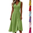 thumbnail image 1 of YuXingFu Cotton Dresses for Women Plus Size Maxi V-Neck Plus Size Womens Dress Sleeveless Flowy Long Casual Summer Hot Pink M, 1 of 7
