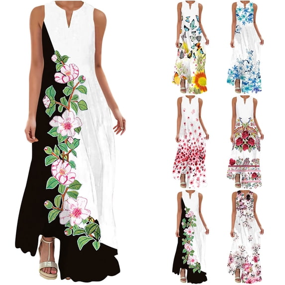 YuXingFu Cotton Maxi Dress Maxi V-Neck Plus Size Womens Dress Sleeveless Vacation Dresses for Women Beach Long Casual Summer Red M