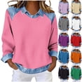 thumbnail image 1 of YuXingFu Cotton Tops for Women Casual Summer Long Sleeve Crew Neck Wrap Tops - Side Pocket for Spring Black S, 1 of 5
