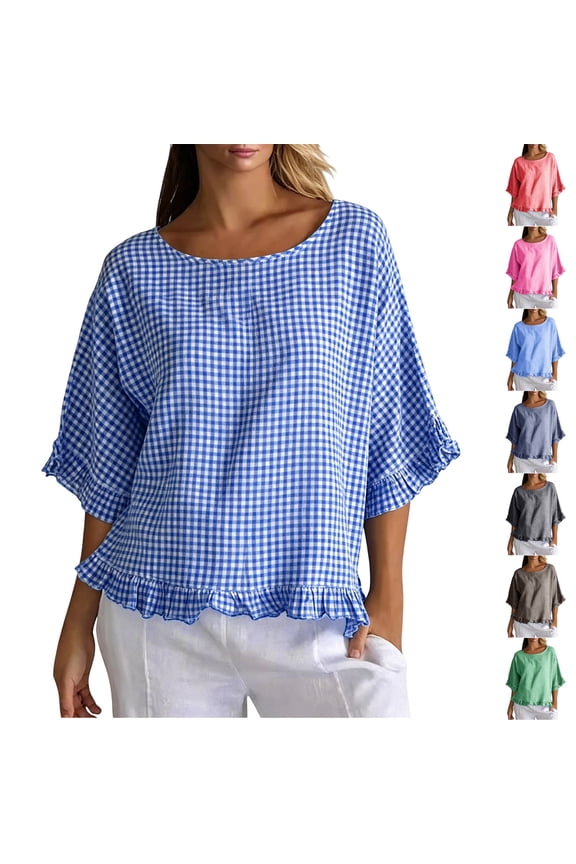 Crop Tops for Women Short Sleeve Crew Neck Flared Tops - Side Pocket for Spring Black XXL