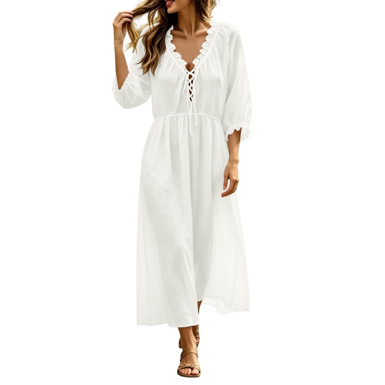 white denim dress plus size Yuxingfu for Women Maxi Crew Neck Womens Dress Short Sleeve for Wedding Long Casual Summer #1 XL, Women's Age:Adult Measurement (in inches) International Denim jacket currently in my “romanticize Color:Ivory Navy Grass