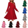 thumbnail image 1 of YuXingFu Dresses for Women Maxi Crew Neck Plus Size Womens Dress Long Sleeve with Pocket Long Casual Summer Black S, 1 of 6