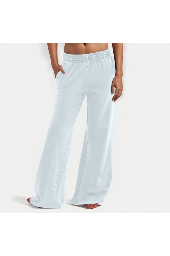 Flash Baggy Sweatpants For Women Women's Casual Pants Fitness Pants Solid Color Plus Size Running Fitness Wide-leg Pants Sports Pants,Light Blue M