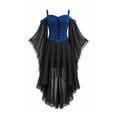 thumbnail image 1 of YuXingFu Gothic Dresses for Women Halloween Mesh Lace Patchwork Suspender Off Shoulder Court Style Dress Blue S, 1 of 7