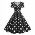 thumbnail image 1 of YuXingFu Long Dresses for Women Maxi V-Neck Plus Size Womens Dress Short Sleeve Relaxed Long Casual Summer Black XXL, 1 of 9