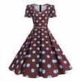 thumbnail image 1 of YuXingFu Long Dresses for Women Maxi V-Neck Plus Size Womens Dress Short Sleeve Relaxed Long Casual Summer Wine XXL, 1 of 9