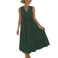 thumbnail image 1 of YuXingFu Loose Cotton Casual Dresses Women Maxi V-Neck Plus Size Womens Dress Sleeveless Button Long Casual Summer Green L, 1 of 5
