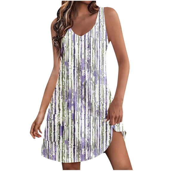 YuXingFu Moomoo Dresses for Women Mid-Length V-Neck Plus Size Womens Dress Sleeveless with Pocket Casual Summer Green L