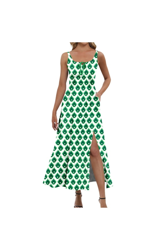 Plus Size Wedding Dresses for Brides Over 60 - Polka Dot, Boat Neck, Sleeveless, Maxi for Summer Multicolor S