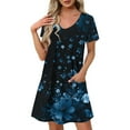 thumbnail image 1 of YuXingFu Plus Size Women's Dress Sexy Dresses - Floral, V-Neck, Short Sleeve, Midi for 2026 Light Blue M, 1 of 8