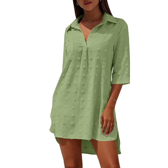 YuXingFu Plus Size Women's Dress formal Dresses - Floral, V-Neck, Short Sleeve, Midi for Summer Sky Blue XXL