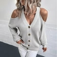 thumbnail image 1 of YuXingFu Save Up under 50% Casual Gray Women Sweaters Spring Cold Weatherclearance Fashion Women Winter Solid Sleeve Button V-Neck Casual Sweater Tops, 1 of 5